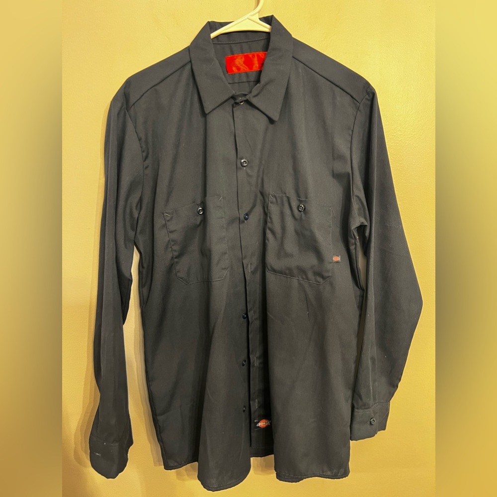 Dickies Navy Long Sleeve Work Shirt Size Medium